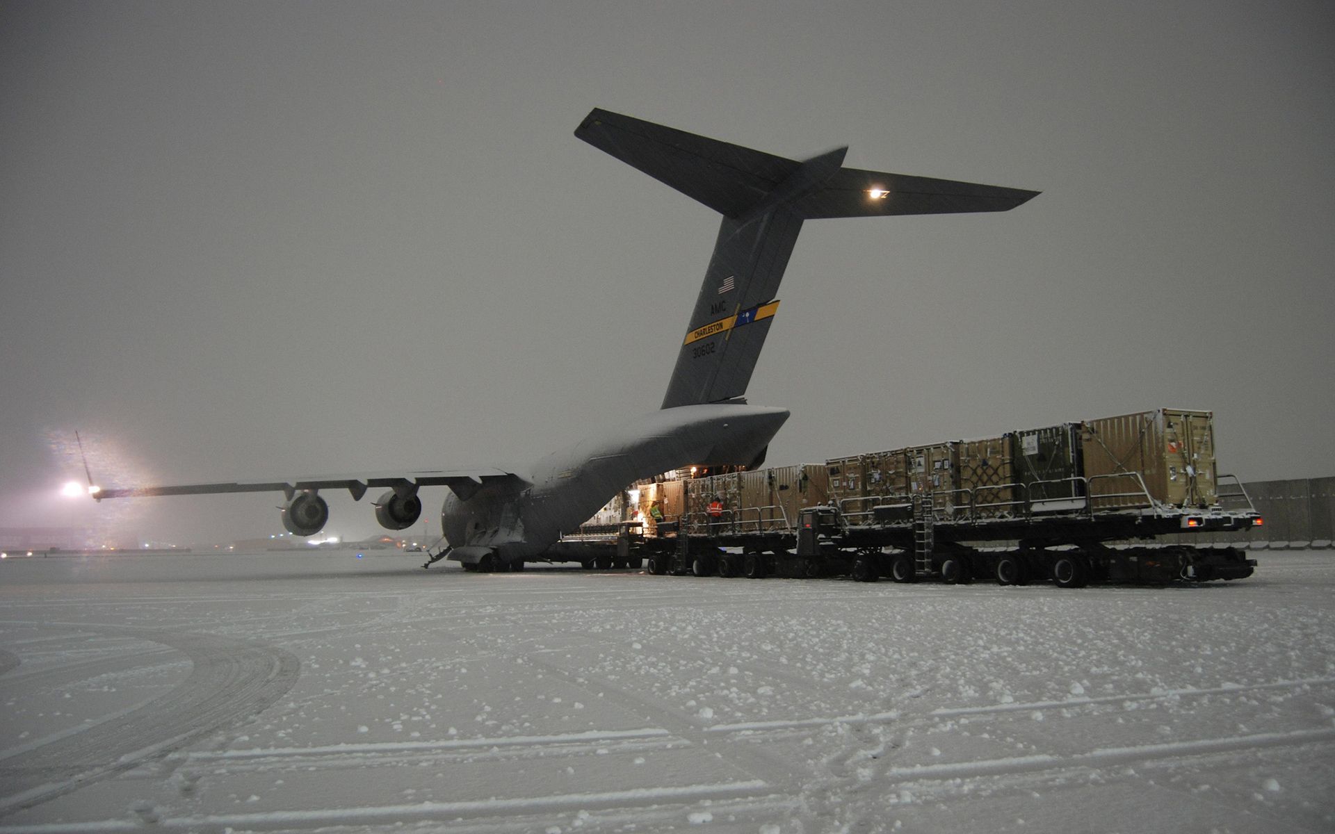 C 17 Airplane Plane Cargo Snow Winter Military Wallpaperx1200