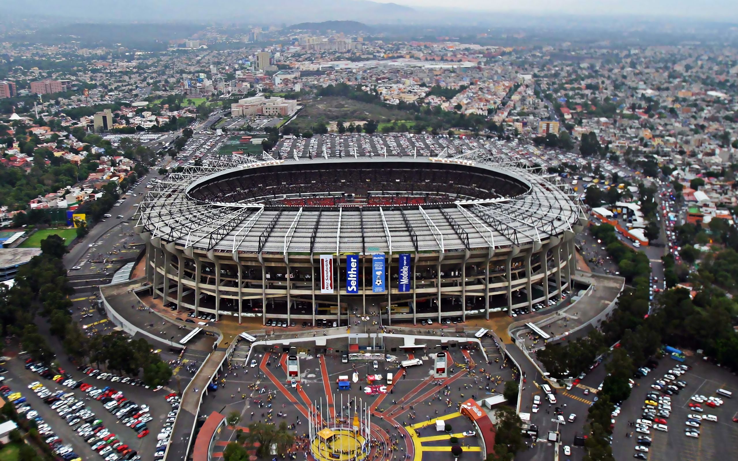 Download wallpaper Estadio Azteca, Mexico City, Tlalpan, Aztec Stadium, Club America Stadium, Mexican stadium, more than 100 thousand spectators, Mexico for desktop with resolution 2560x1600. High Quality HD picture wallpaper