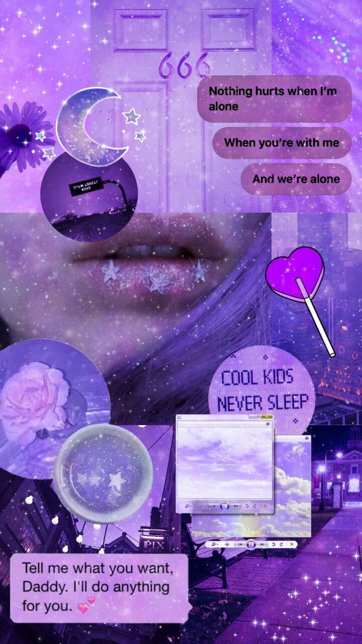 Light Purple Aesthetic Collage Wallpaper