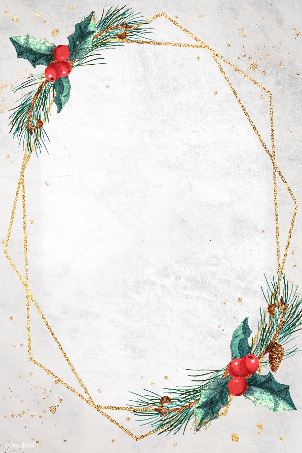 Download premium illustration of Blank golden hexagon Christmas frame. Christmas frames, Cute christmas wallpaper, Christmas phone wallpaper