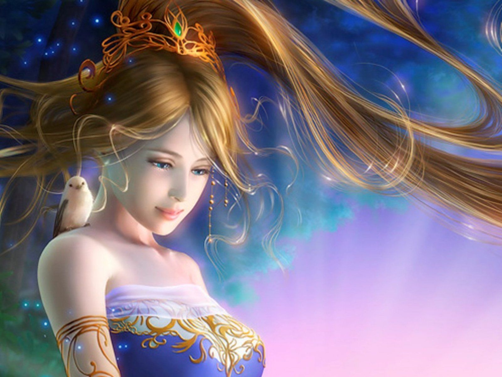 Title Sapphire Princess Fantasy Women Blue Wallpaper HD HD Wallpaper