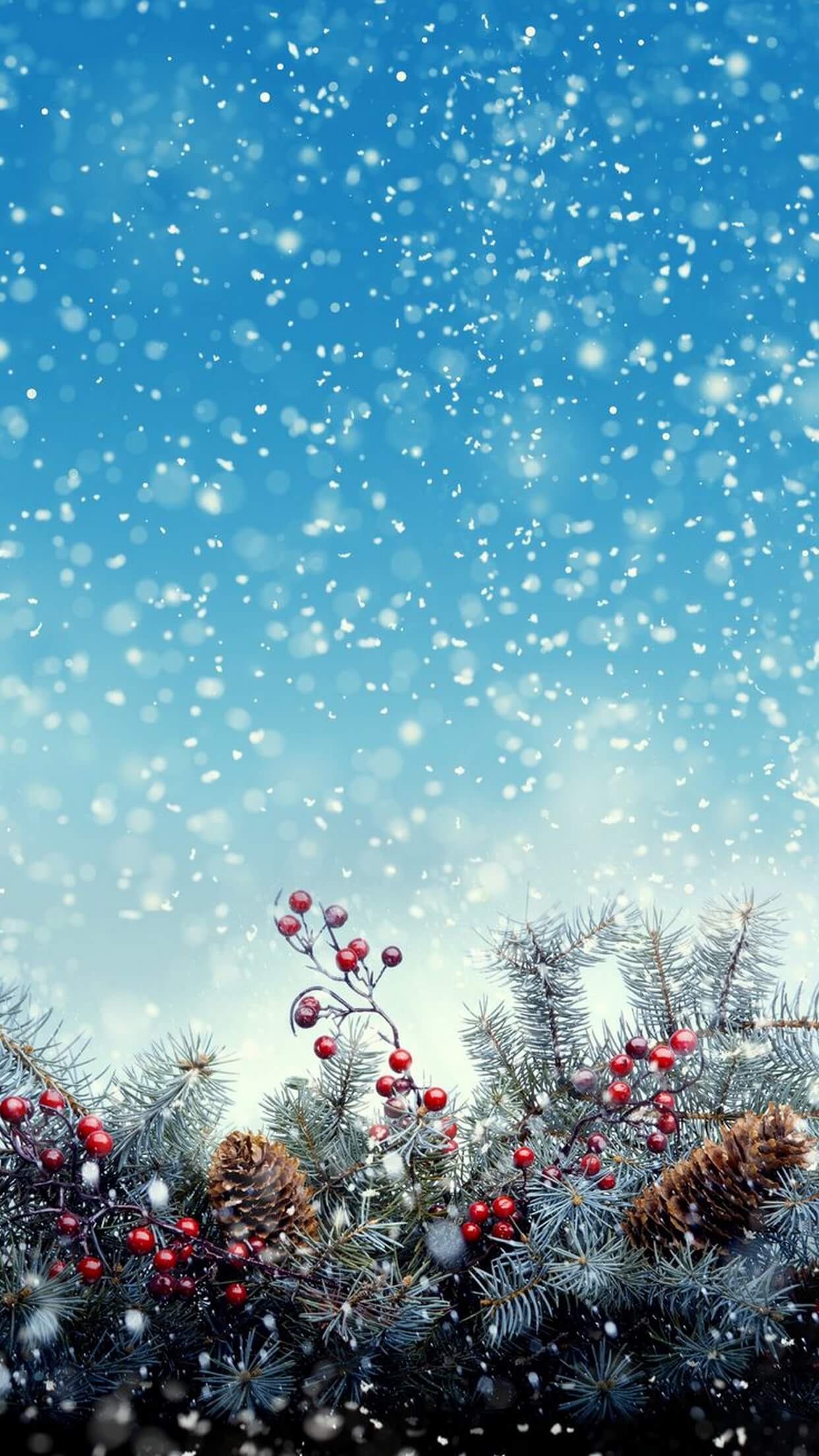 Background Christmas Lights Snow Wallpaper iPhone Wallpaper Portal