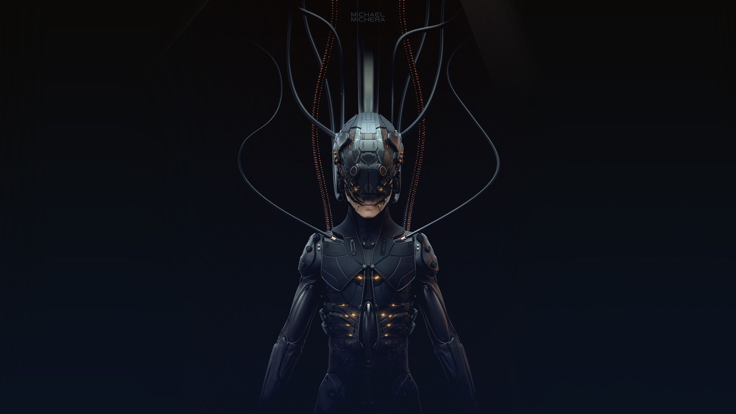 Wallpaper Cyberpunk 2077, cyborg, black background 2560x1600 HD Picture, Image