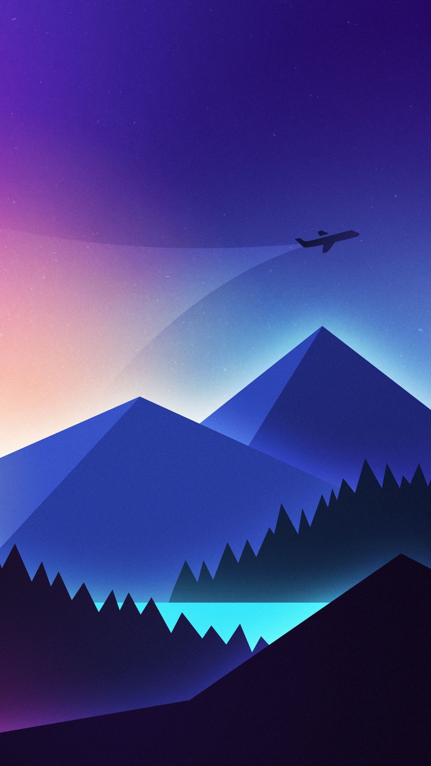 Download 1440x2560 wallpaper minimalism, airplane over mountains, gradient, qhd samsung galaxy s s edge, note, lg g 1440x2560 HD image, background, 8149
