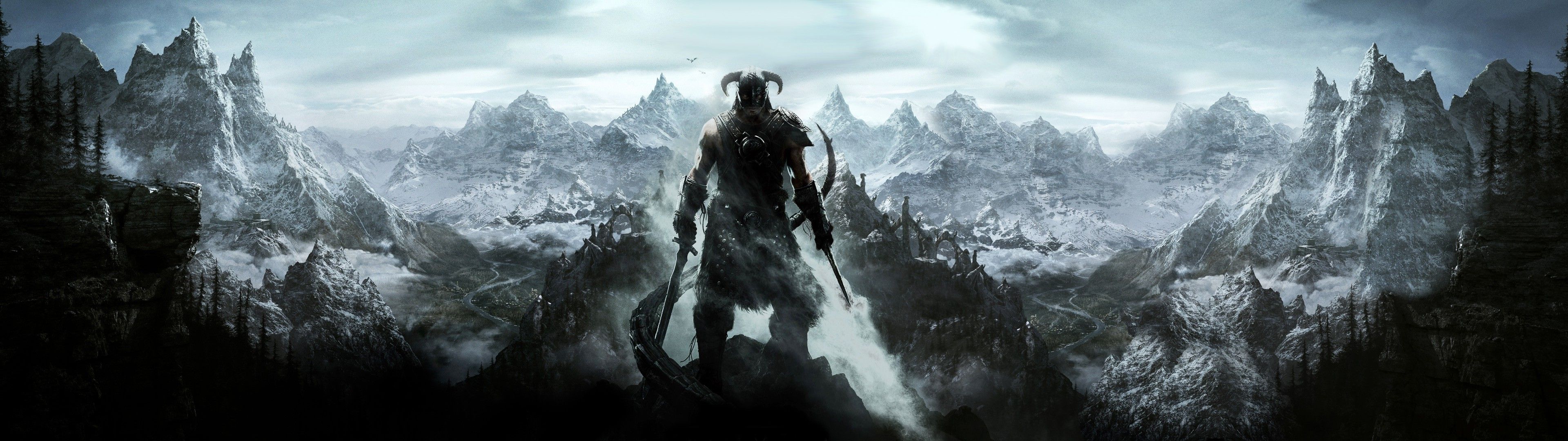The Elder Scrolls V: Skyrim, Mountain, Snow, Fantasy Art, Sword, Video Games, Landscape Wallpaper HD / Desktop and Mobile Background