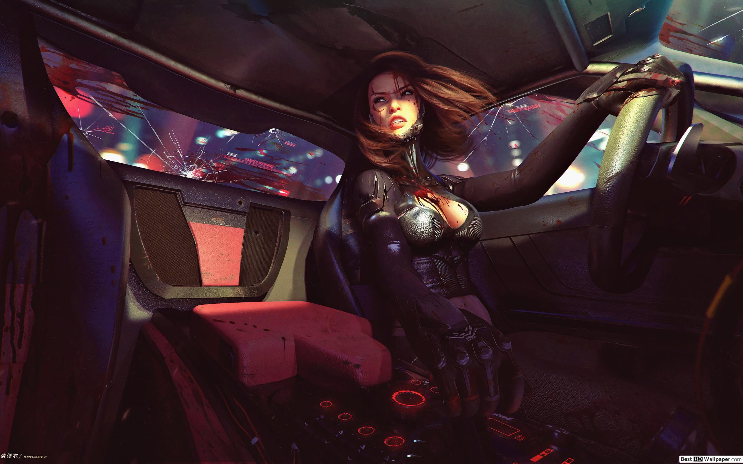 Cyberpunk 2077 (Injured Cyborg Girl) HD wallpaper download