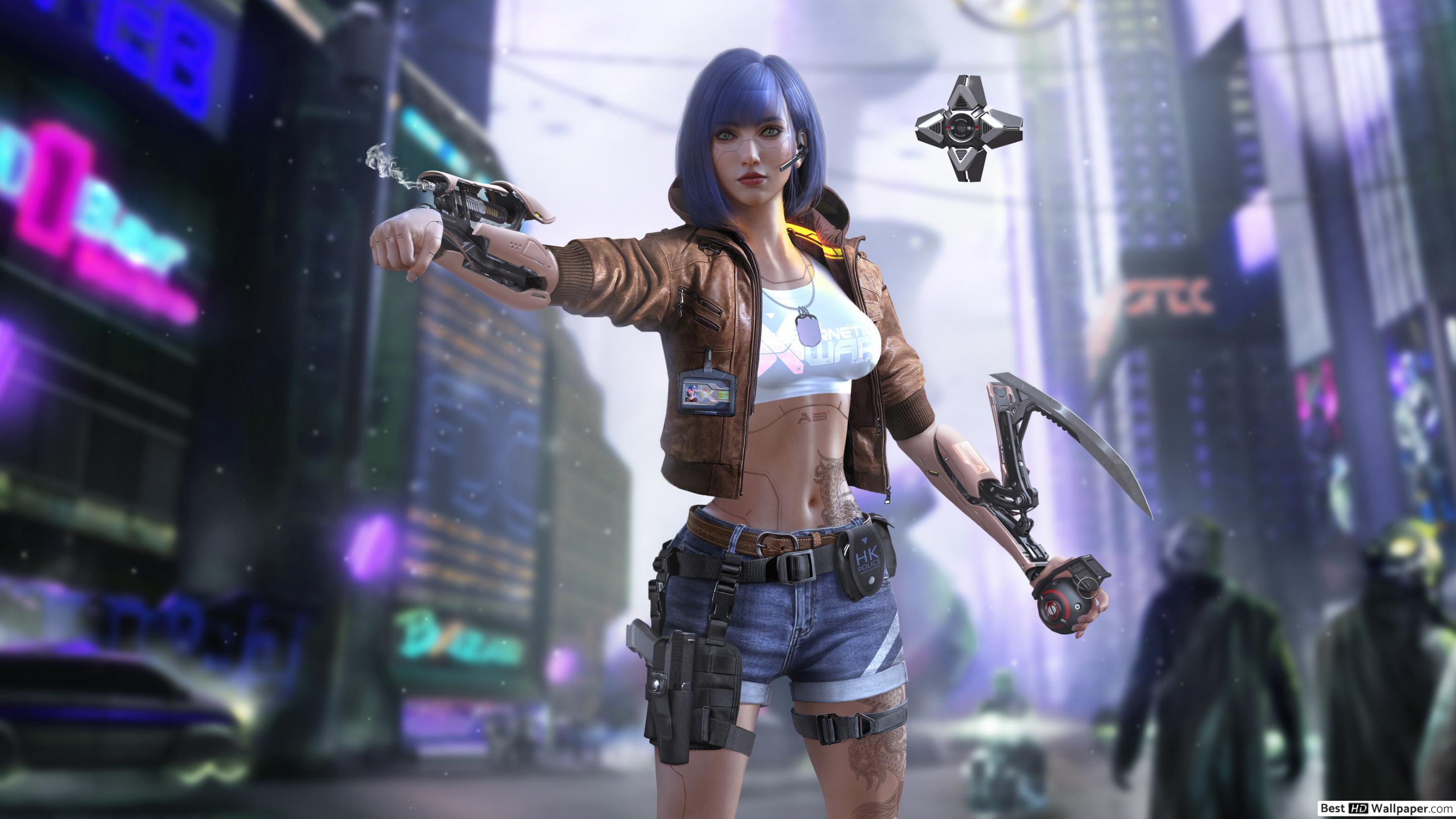 Cyberpunk 2077 (Cyborg Girl) HD wallpaper download