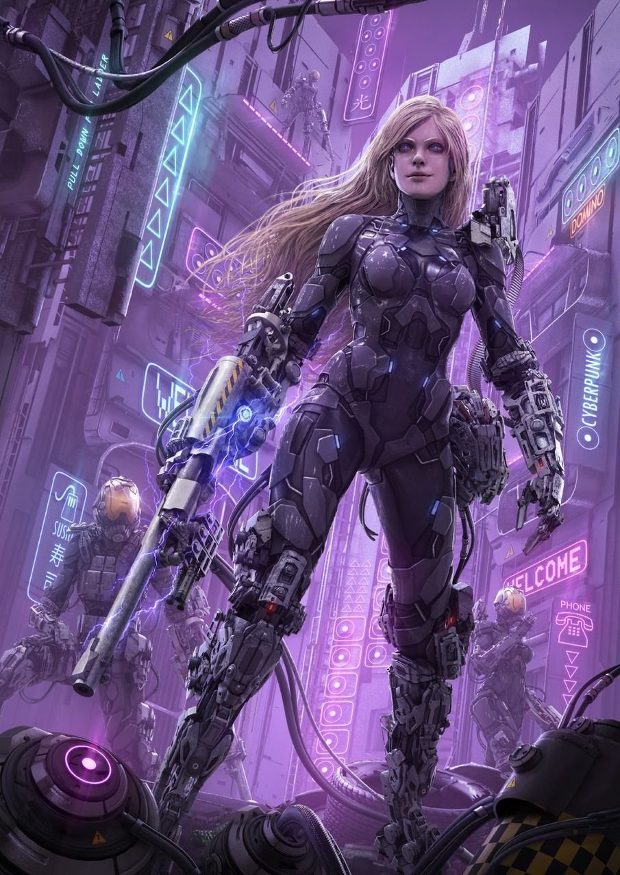 Cyberpunk Cyborg Girl Art Wallpaper