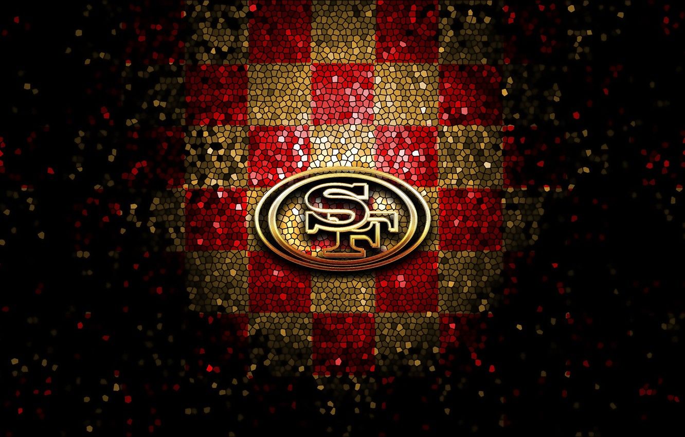 Wallpaper wallpaper, sport, logo, NFL, glitter, checkered, San Francisco 49ers image for desktop, section спорт