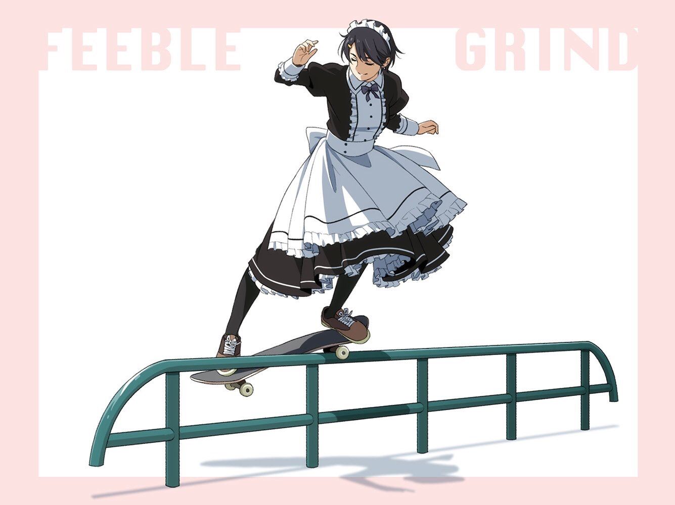 Anime Girl with Blue Hair Skateboard Sticker Print - wide 8