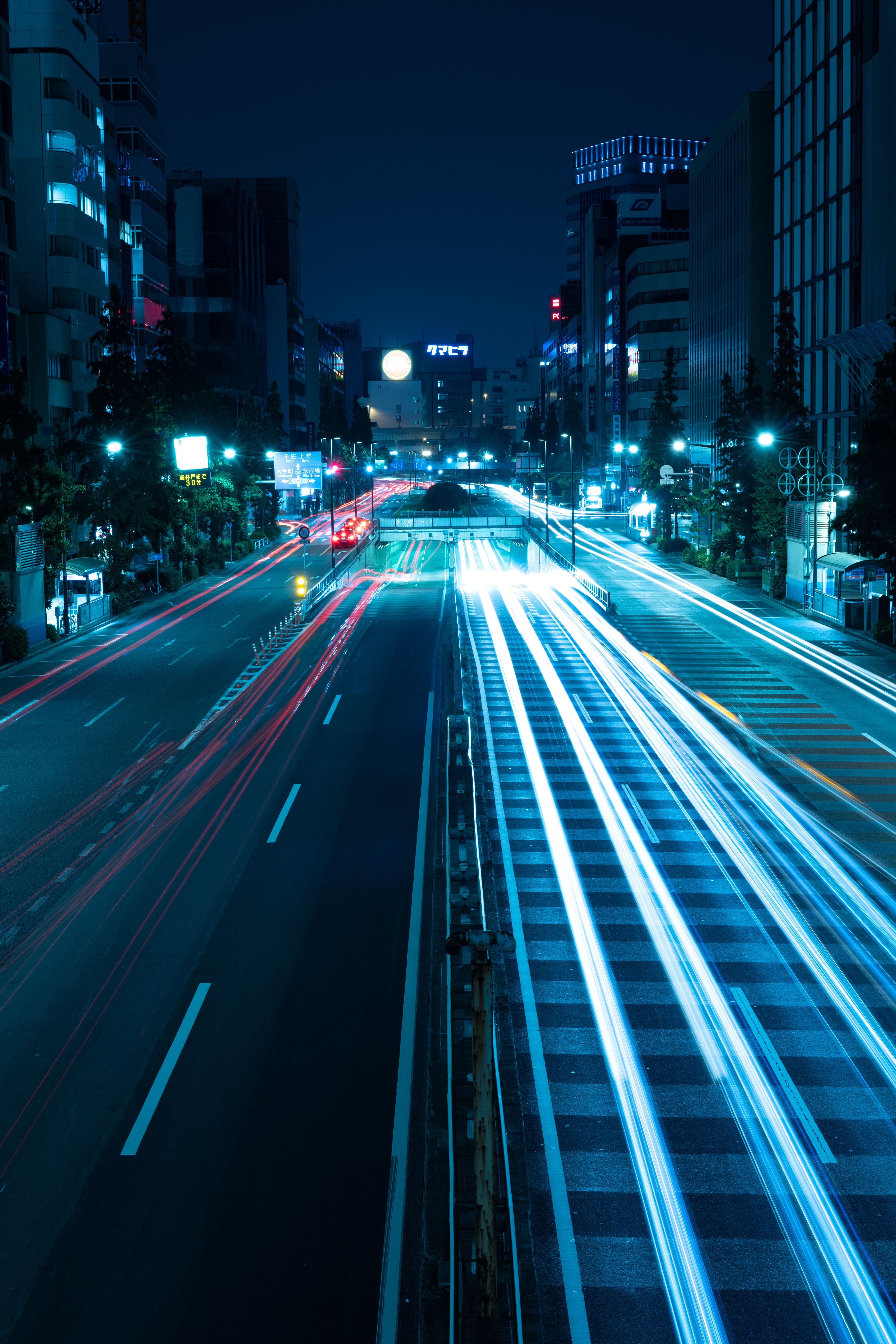 Download wallpaper 4000x6000 night city, road, light, city lights, tokyo, japan HD background