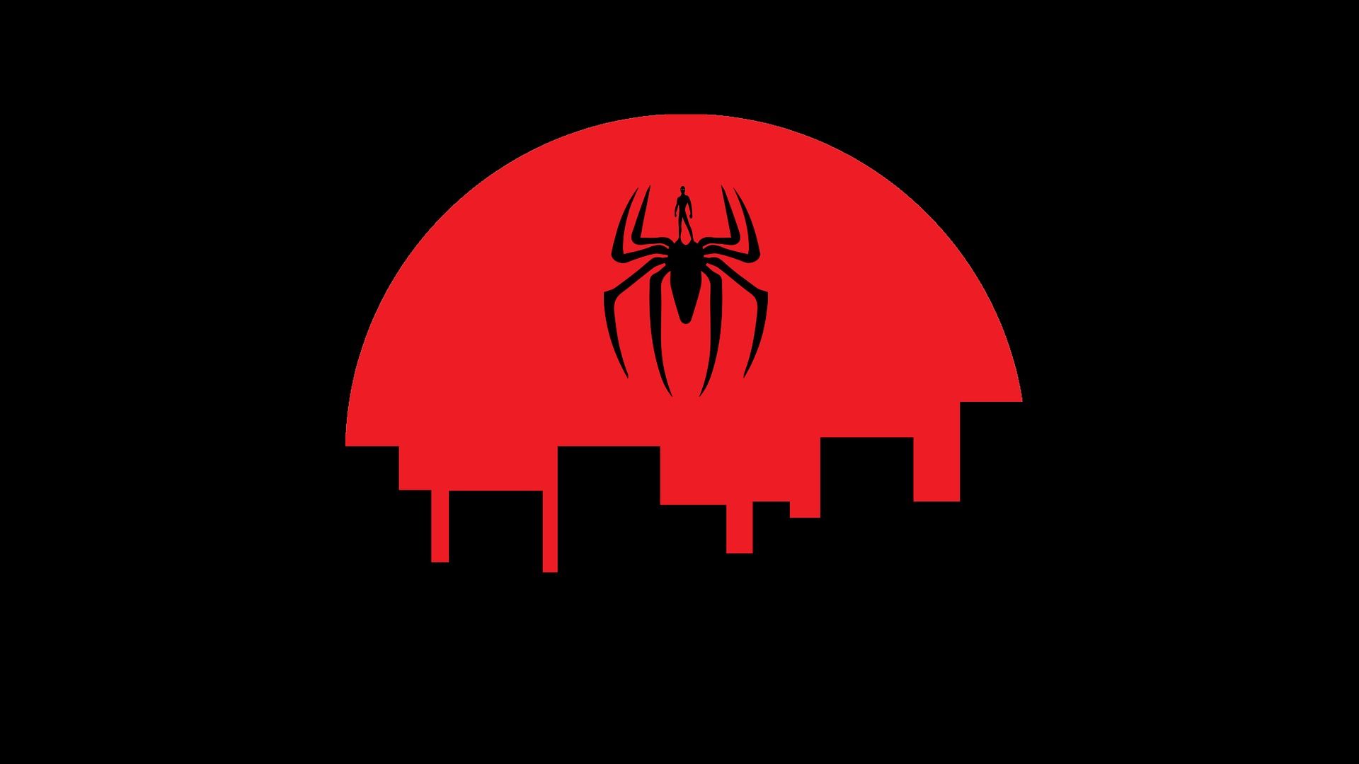 Spider Man Marvel Cinematic Universe Minimalism Simple Background Marvel Comics Logo Wallpaper:1920x1080