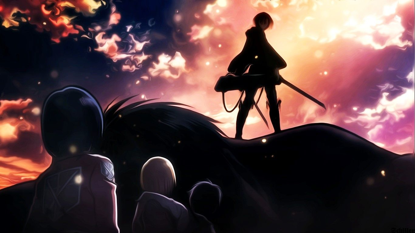 Attack on Titan.. Levi, Mikasa, Eren, and Armin wallpaper. Kyojin, Shingeki no kyojin, Portada anime