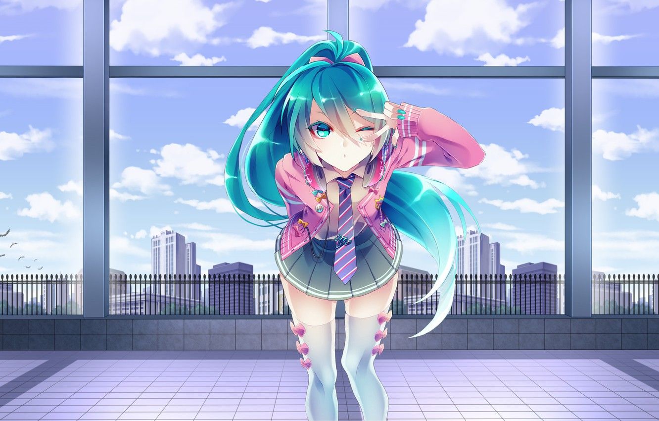 Wallpaper girl, vocaloid, hatsune miku, anime image for desktop, section арт