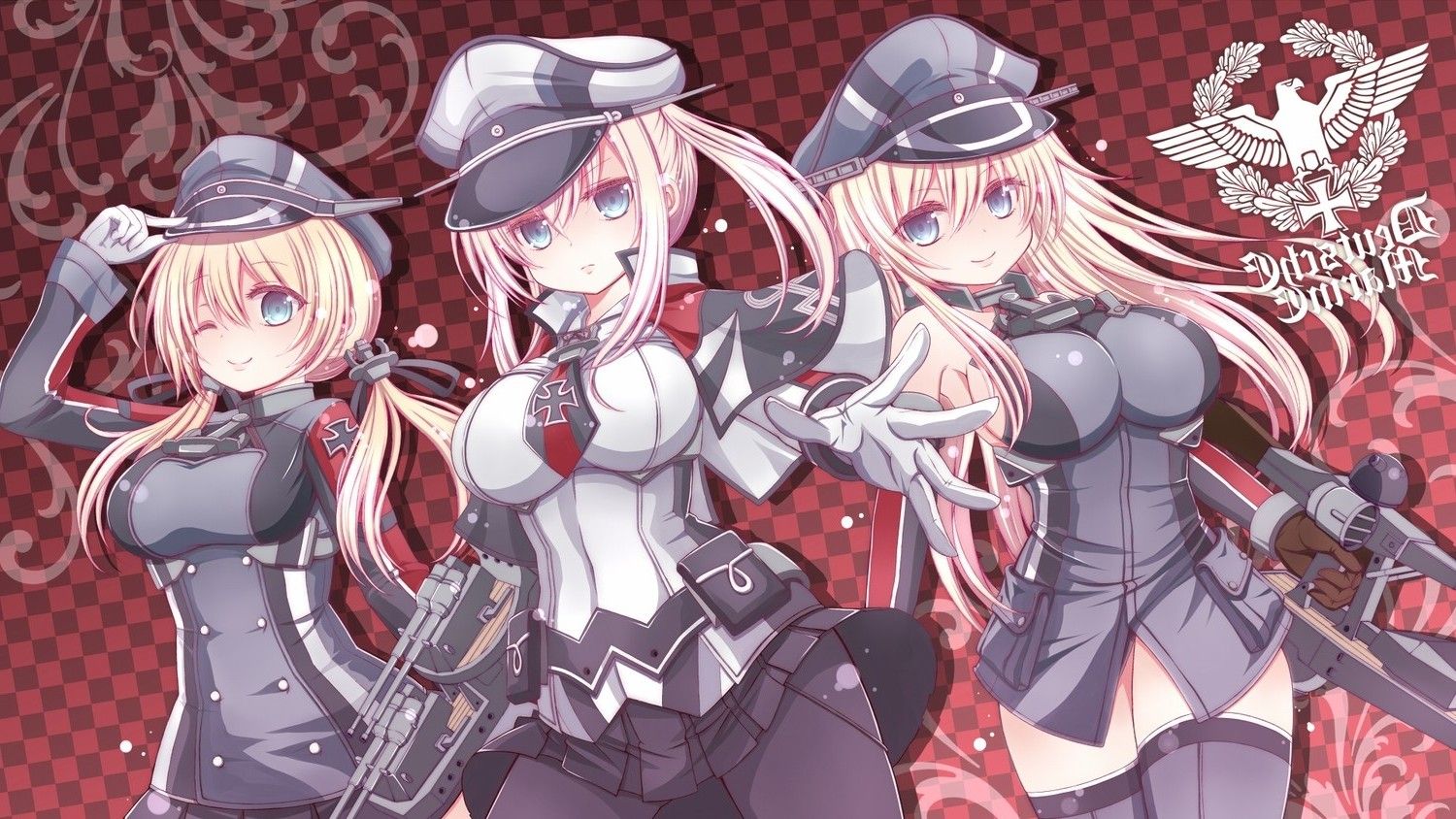 anime, Kantai Collection, Bismarck (KanColle), Graf Zeppelin (KanColle), Prinz Eugen (KanColle) Wallpaper HD / Desktop and Mobile Background