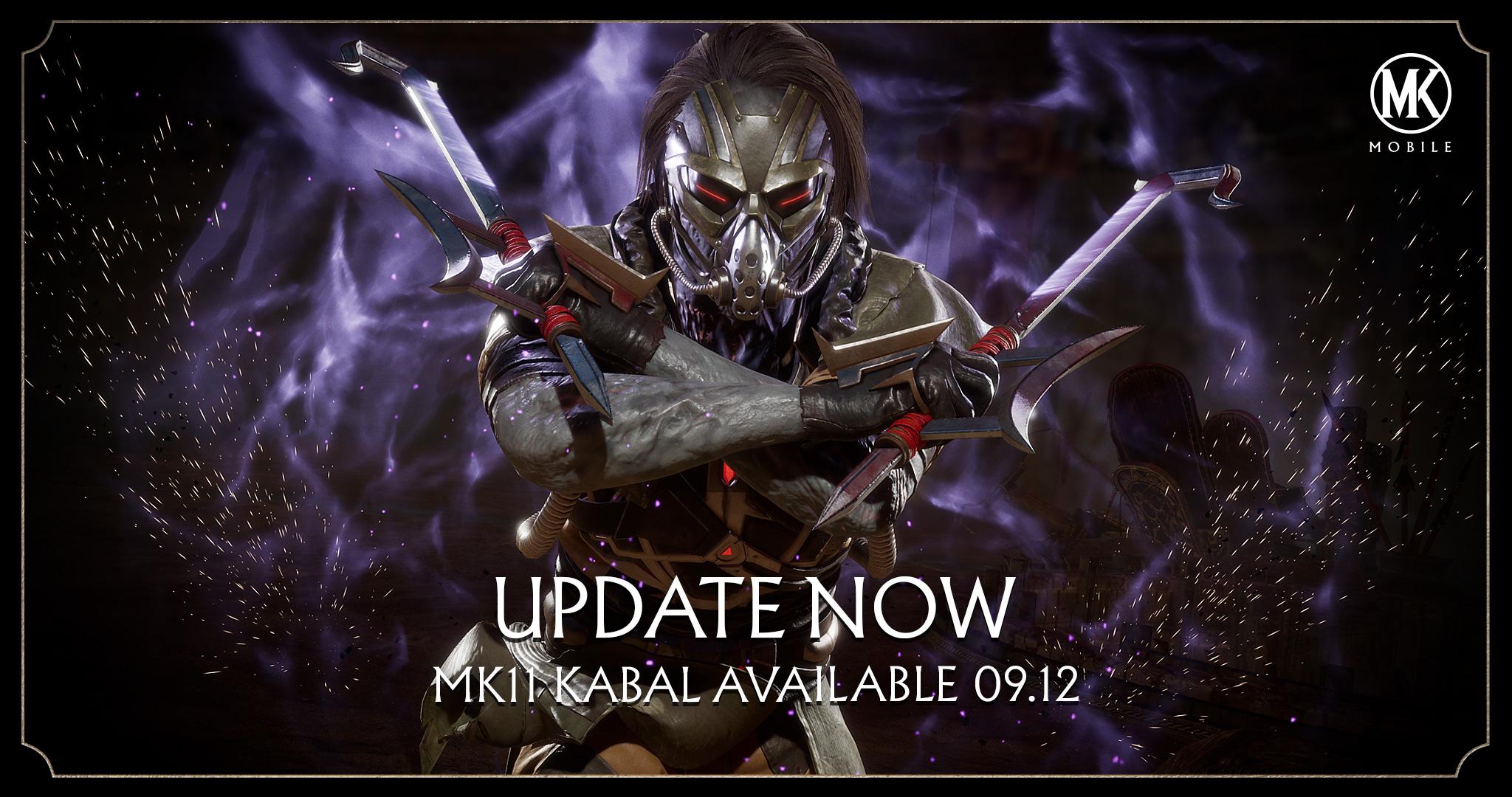 Mortal Kombat Mobile 2.2 is here and #MK11 KABAL is coming on September 12! Get the update now to play the new MK11 Jade and Dark Raiden Elder Challenges! #