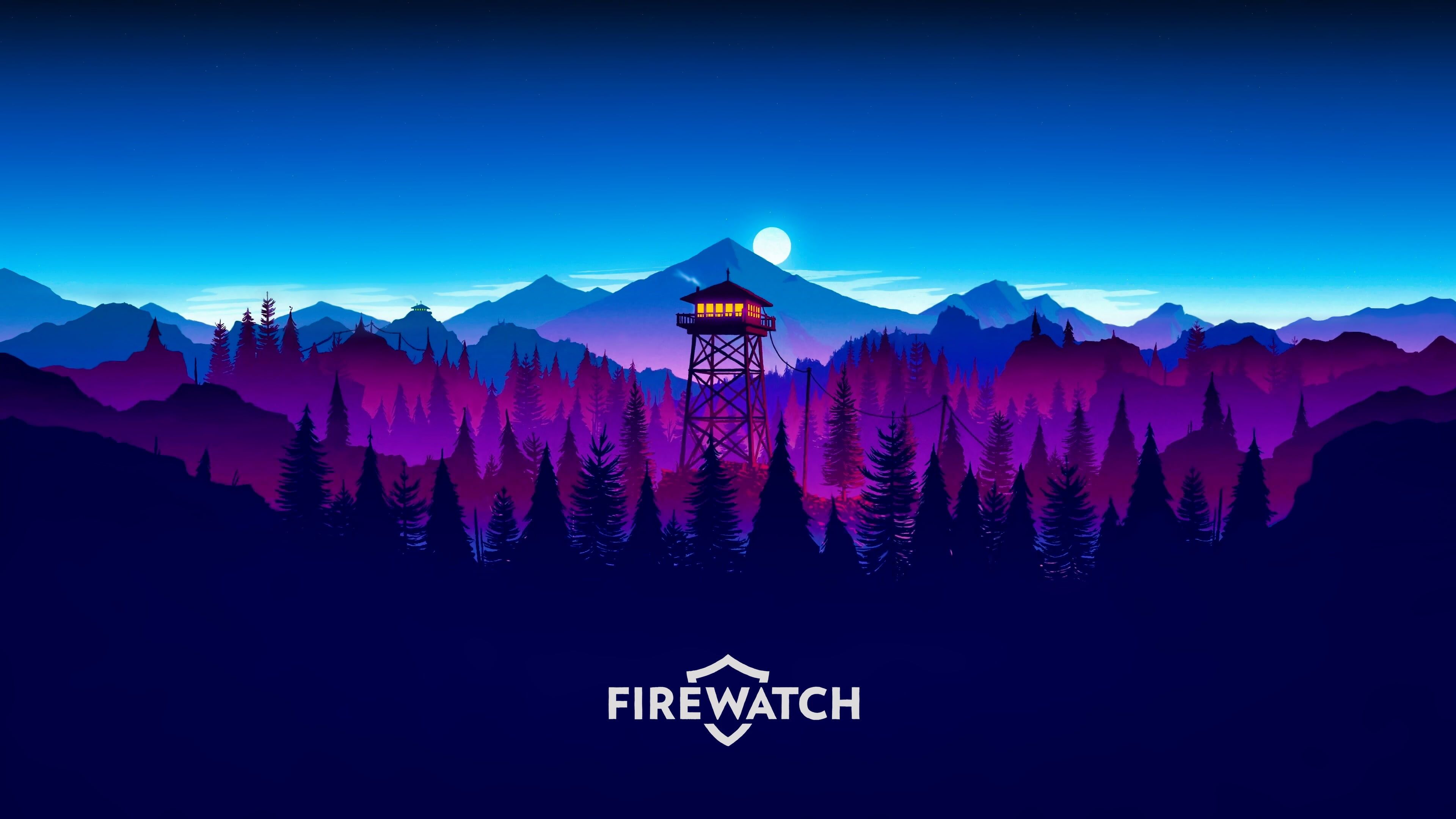 Firewatch digital wallpaper, purple and blue mountains illustration #Firewatch video games #forest #natu. Sunset artwork, Desktop wallpaper art, Digital wallpaper