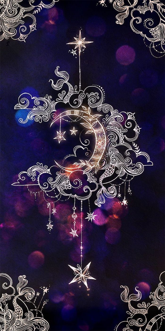 Crescent Moon, Mandala Drawings, Background For Girls, Wallpaper For Phone Screen HD Wallpaper
