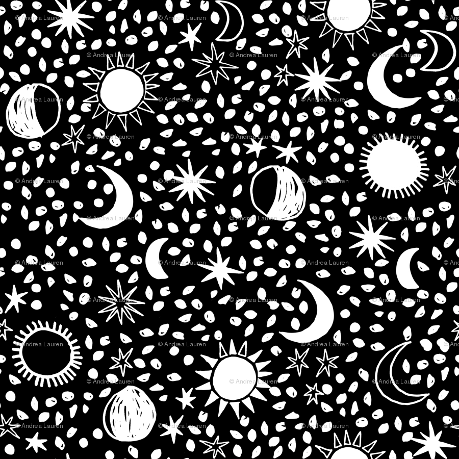 Black Moon And Stars Wallpaper
