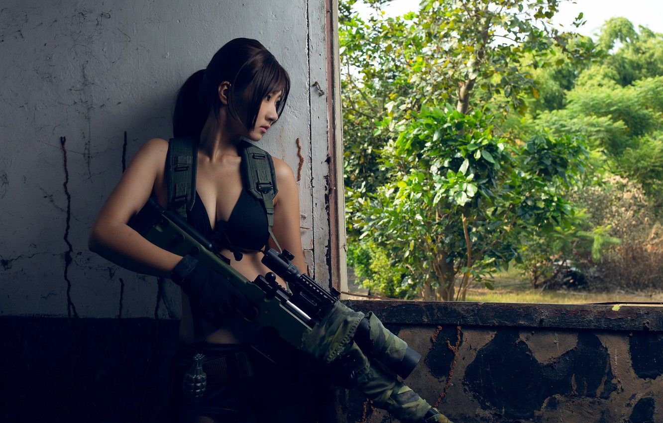 Wallpaper girl, ambush, sniper rifle image for desktop, section ситуации