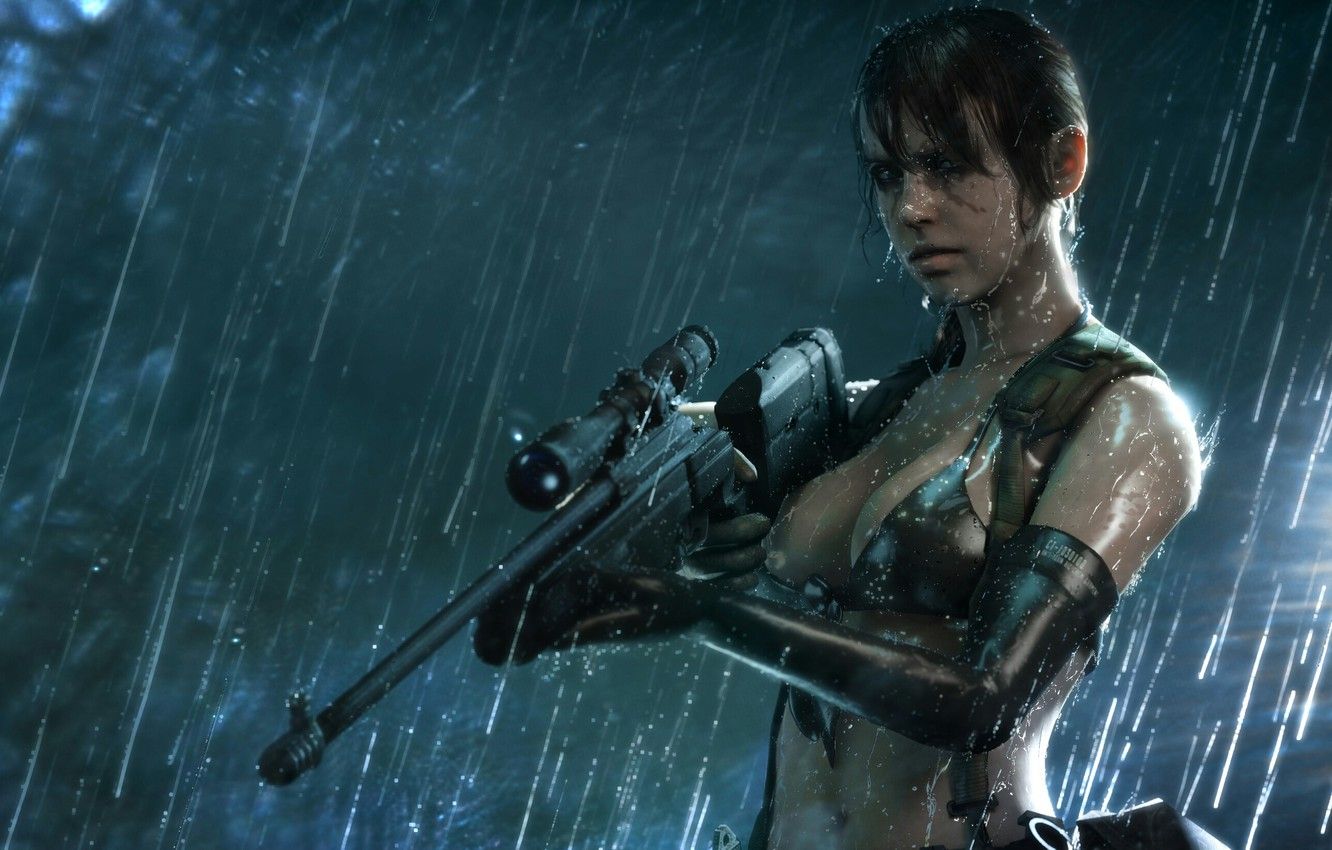 Wallpaper girl, rain, the game, girl, sniper, game, metal gear solid, rain, sniper, bikini, quiet, videogame, metal gear, a talker image for desktop, section игры