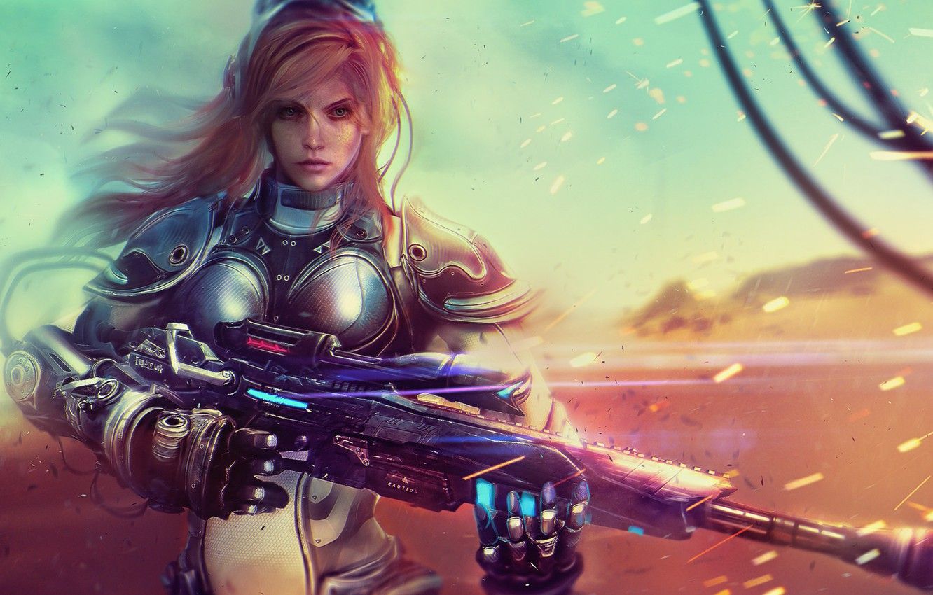 Wallpaper girl, art, soldiers, blonde, StarCraft, sniper rifle, Nova Terra image for desktop, section фантастика
