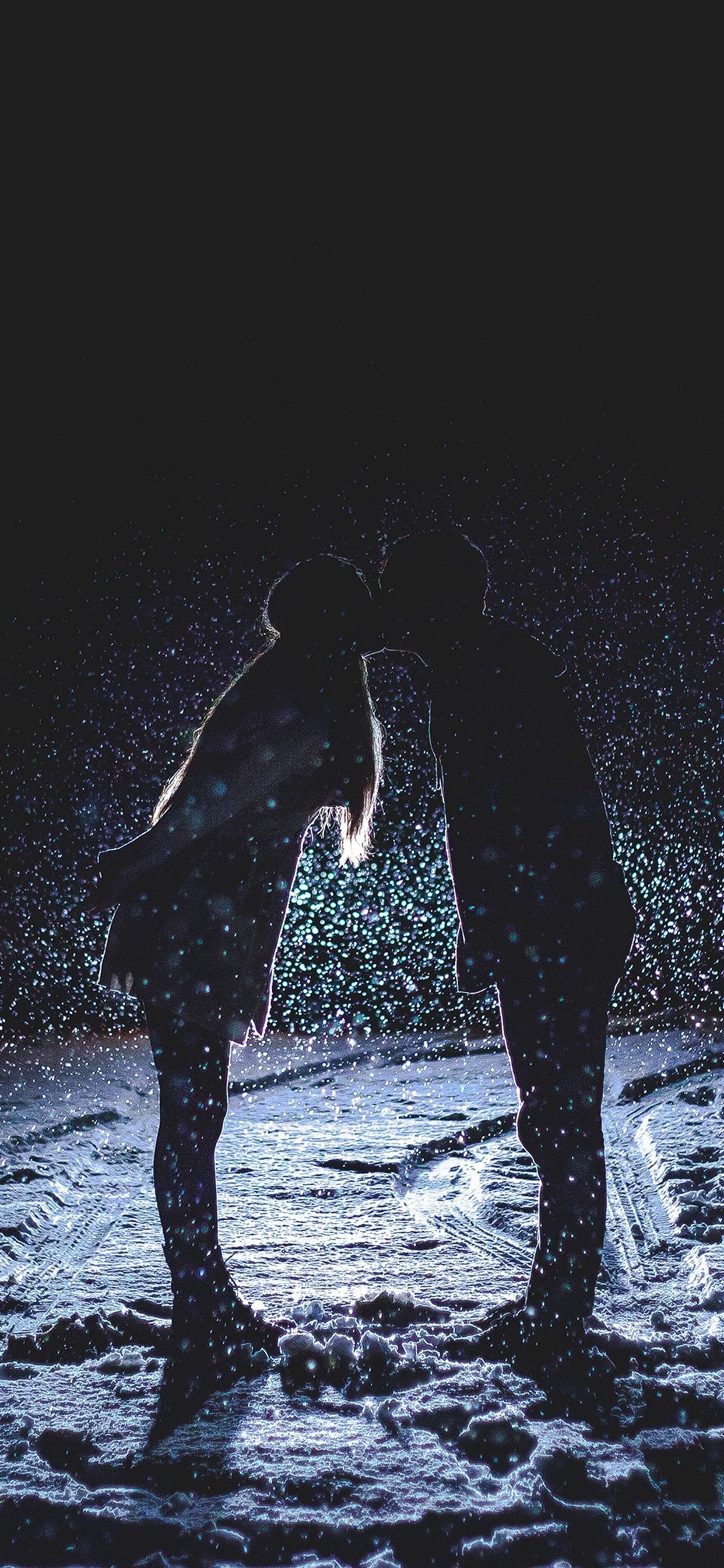 Kiss Love Dark Couple Romantic iPhone X Wallpaper Free Download