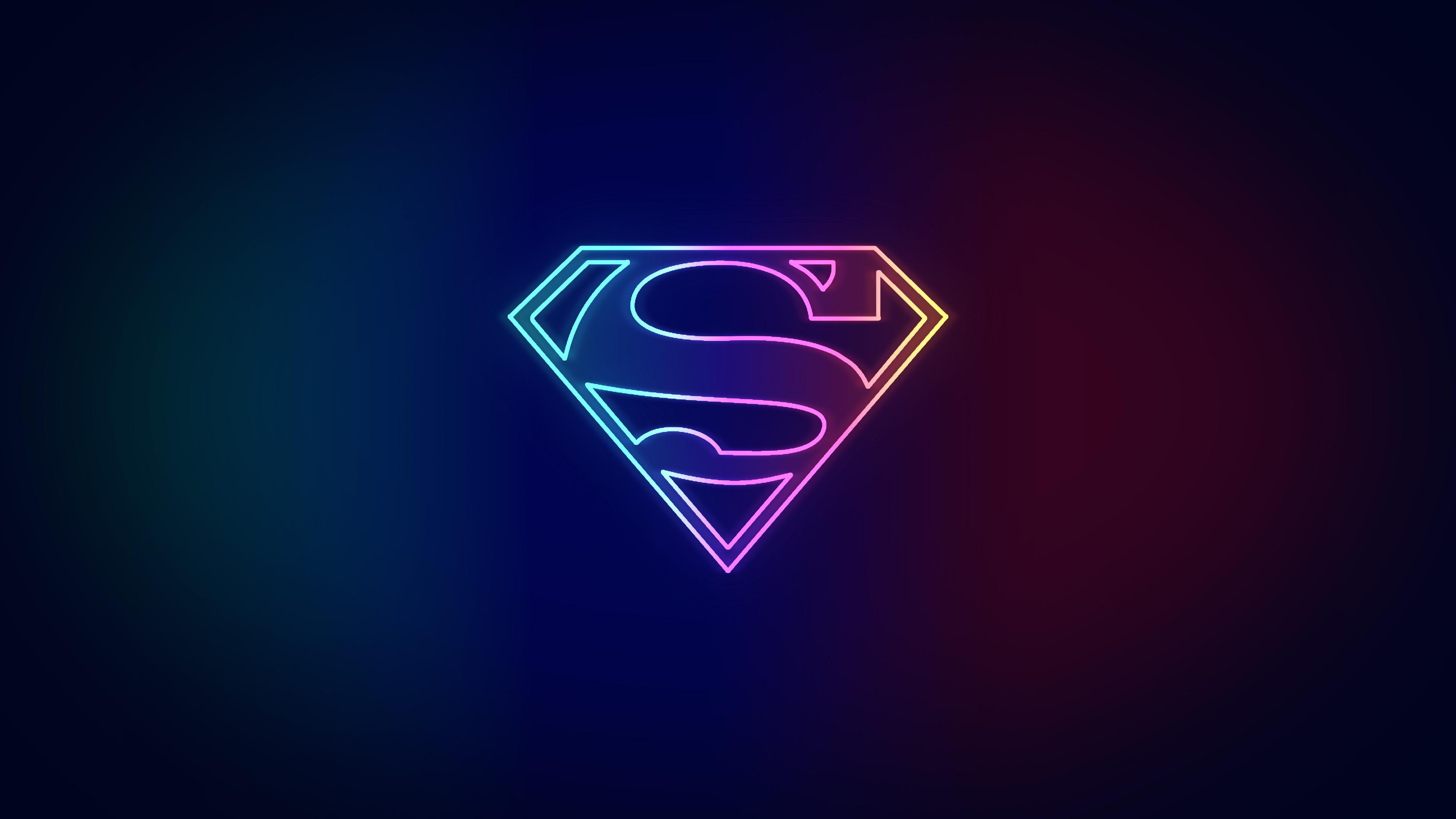 Fan Art] Neon Superman Wallpaper by me[3840 x 2160]