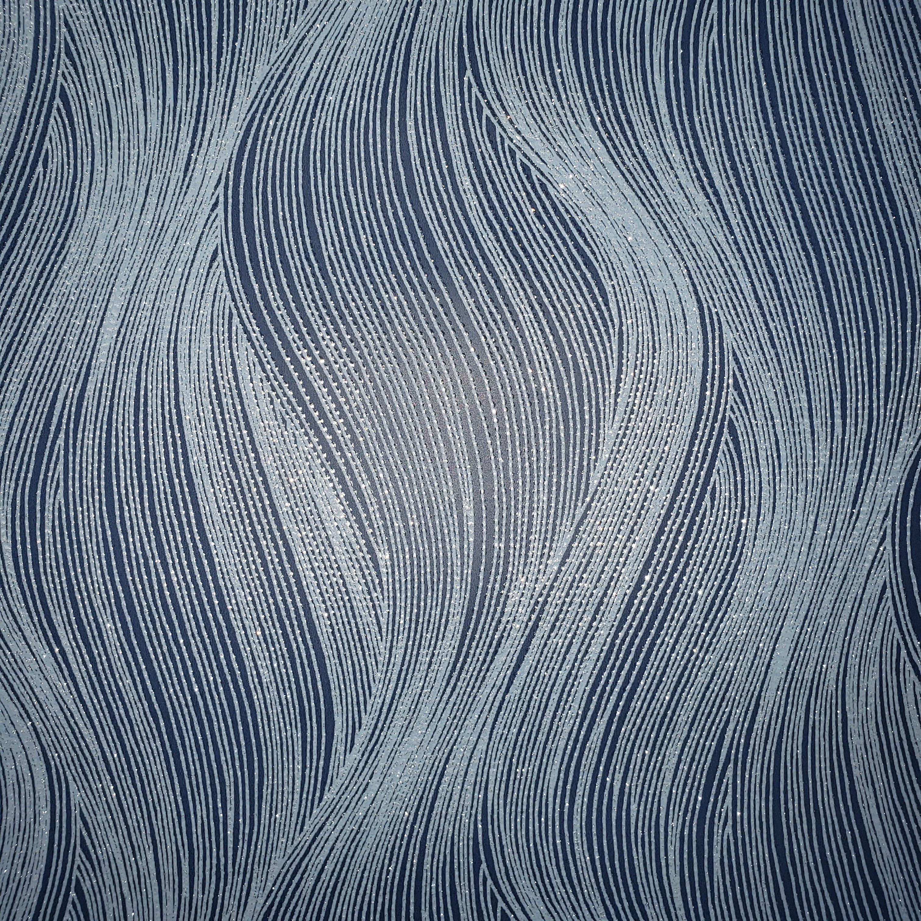 WM15310501 Textured modern wallpaper navy blue silver glitter wavy lin