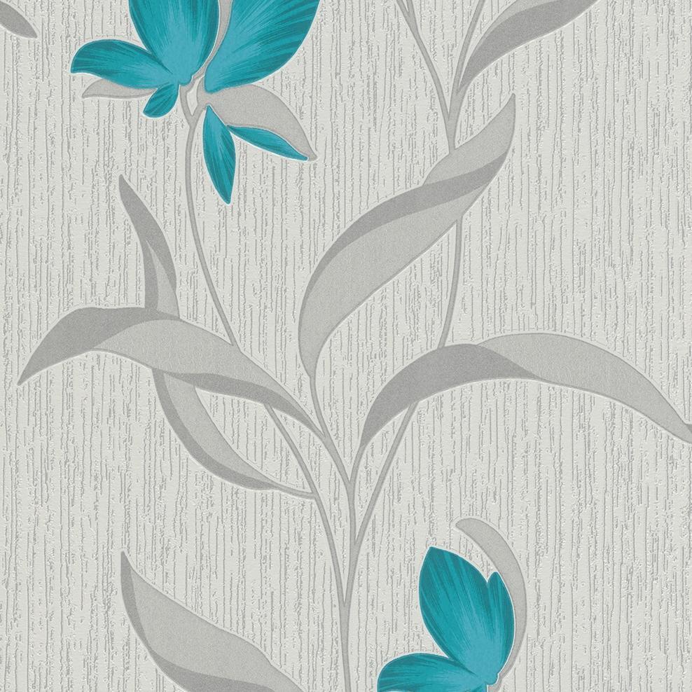 Fleur Teal Blue And Silver Floral Trail Wallpaper By Erismann 9730 18