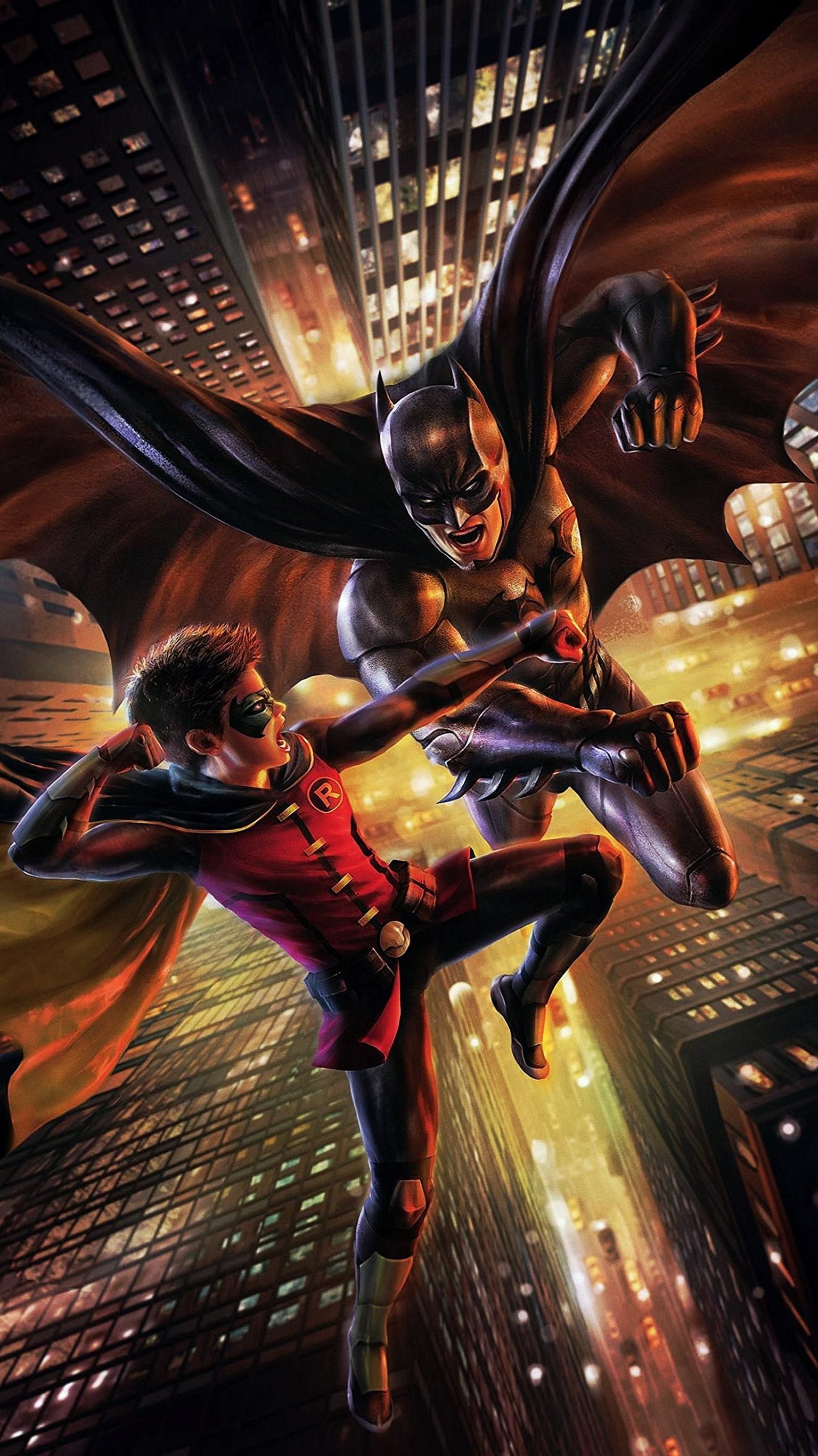 Batman vs. Robin (2015) Phone Wallpaper. Moviemania. Batman universe, Batman artwork, Batman comics