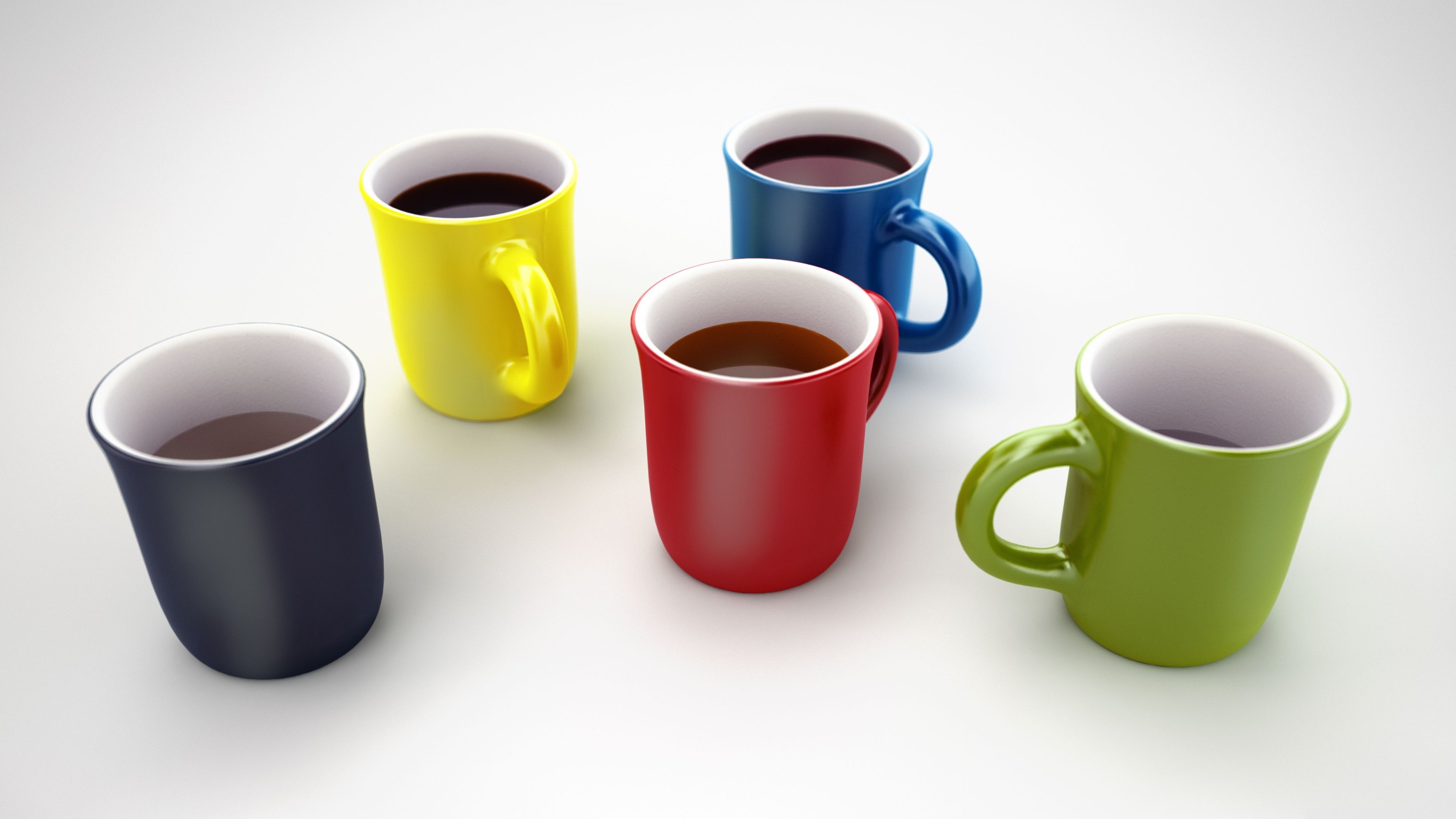 Colorful Coffee Mugs 3D Ultra HD Desktop Background Wallpaper for 4K UHD TV, Widescreen & UltraWide Desktop & Laptop, Tablet