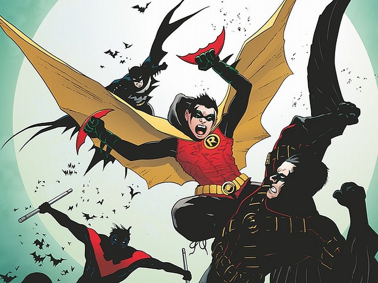 Title Comics Batman & Robin Batman Robin Nightwing HD Wallpaper