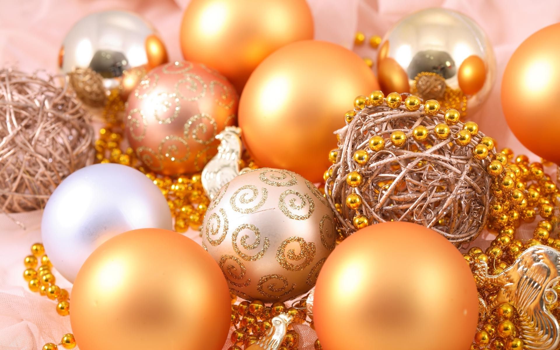 Christmas Fantastic Ornaments Wallpaper Golden And Silver Christmas Decorations HD Wallpaper