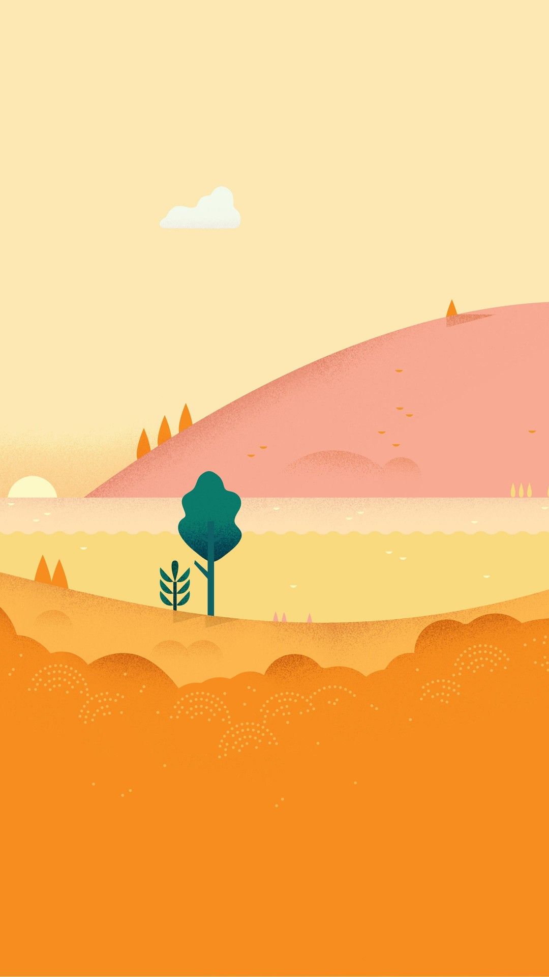 Wallpaper android, 5k, 4k, HD wallpaper, pattern, landscape, orange, yellow, abstract, OS