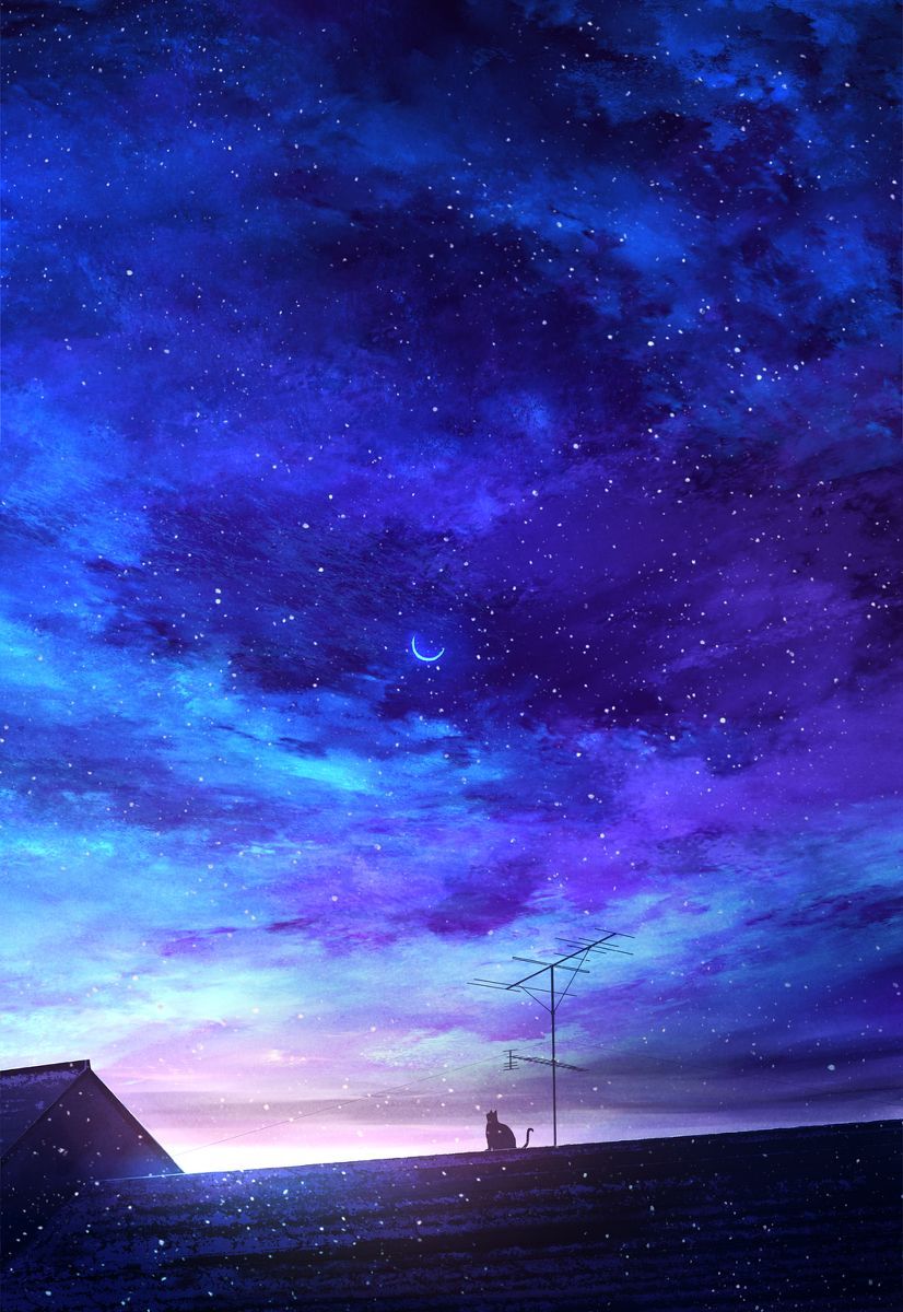 night #anime #landscape #wallpaper Save + follow 『 The Invader 』♡ = more pwetty pins :). Night sky wallpaper, Anime scenery wallpaper, Scenery wallpaper