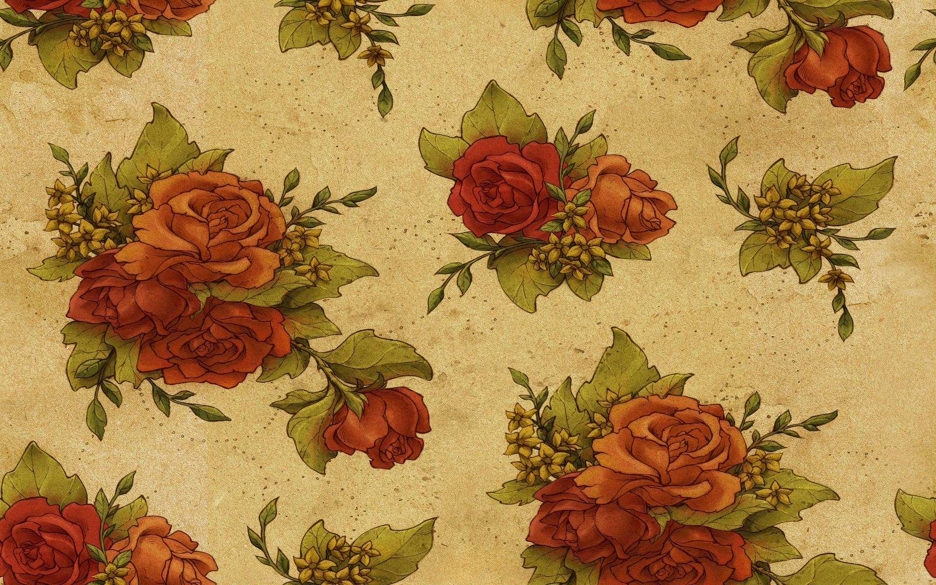 Vintage Floral Tile Background HD Wallpaper