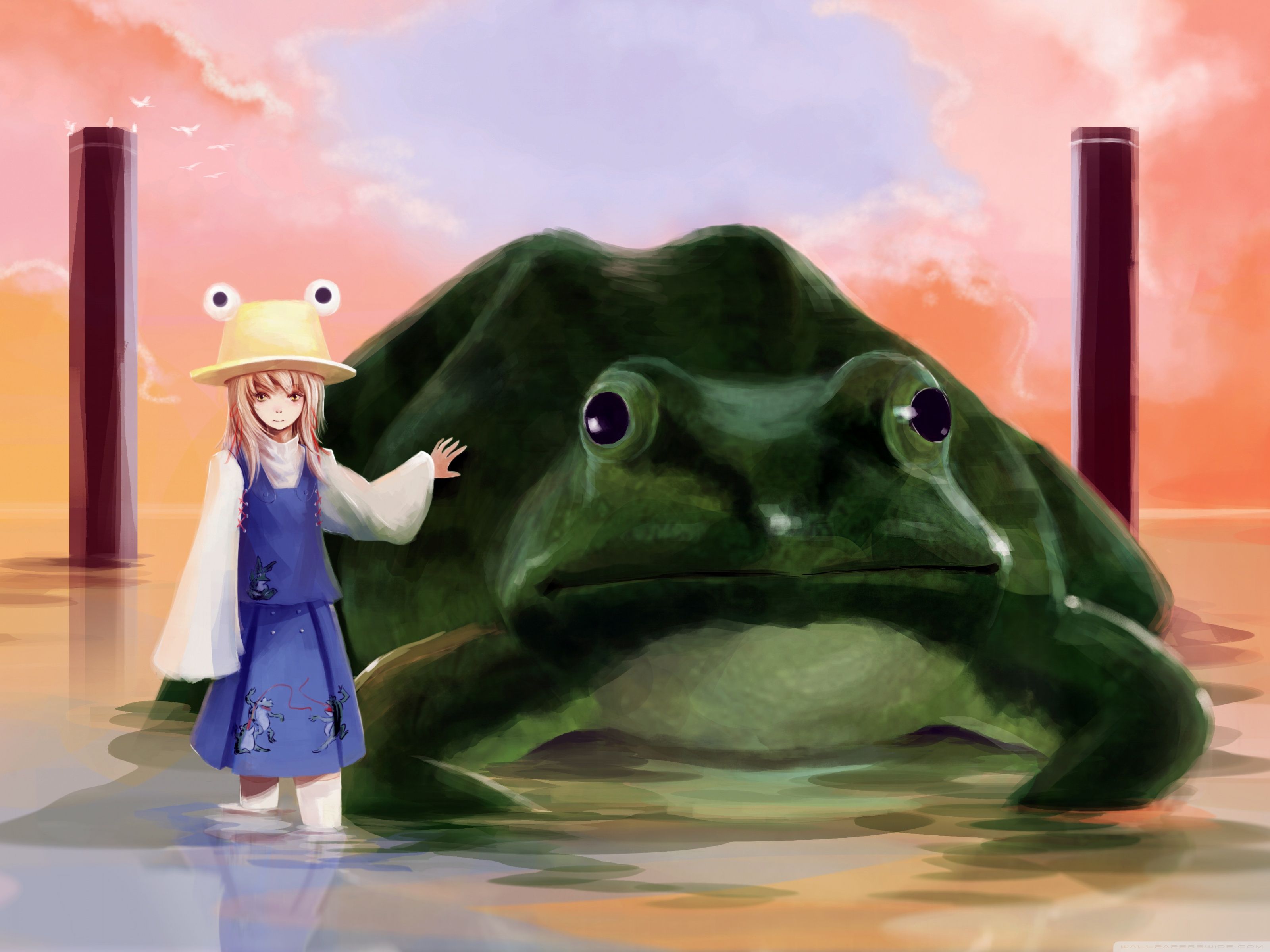 Girl And Big Frog Ultra HD Desktop Background Wallpaper for 4K UHD TV, Multi Display, Dual Monitor, Tablet