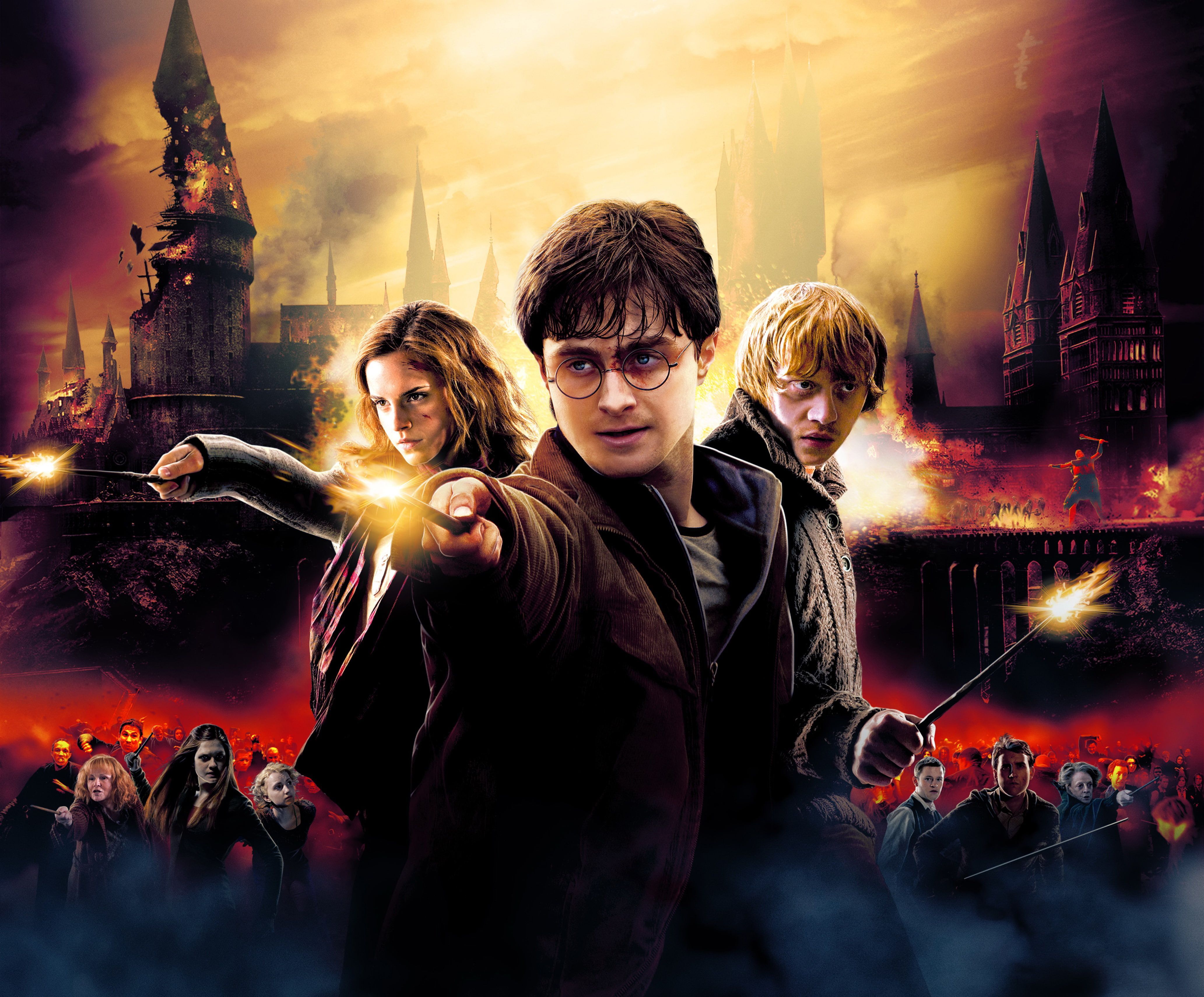 Harry Potter and the Deathly Hallows Emma Watson Ron Weasley Hermione Granger Rupert Grint Dan. Harry potter illustration, Deathly hallows wallpaper, Harry potter