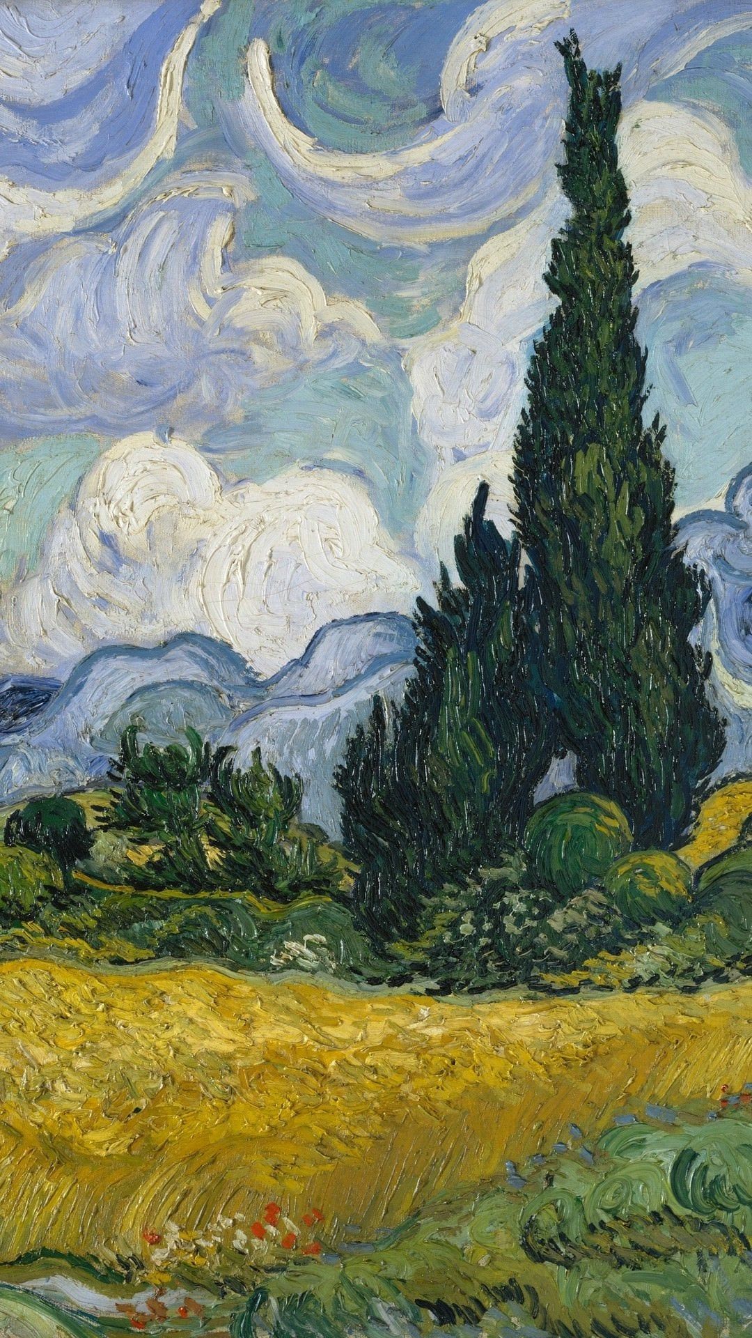 Part of Wheat Field with Cypresses by Vincent Van Gogh. iPhone X Wallpaper X Wallpaper HD