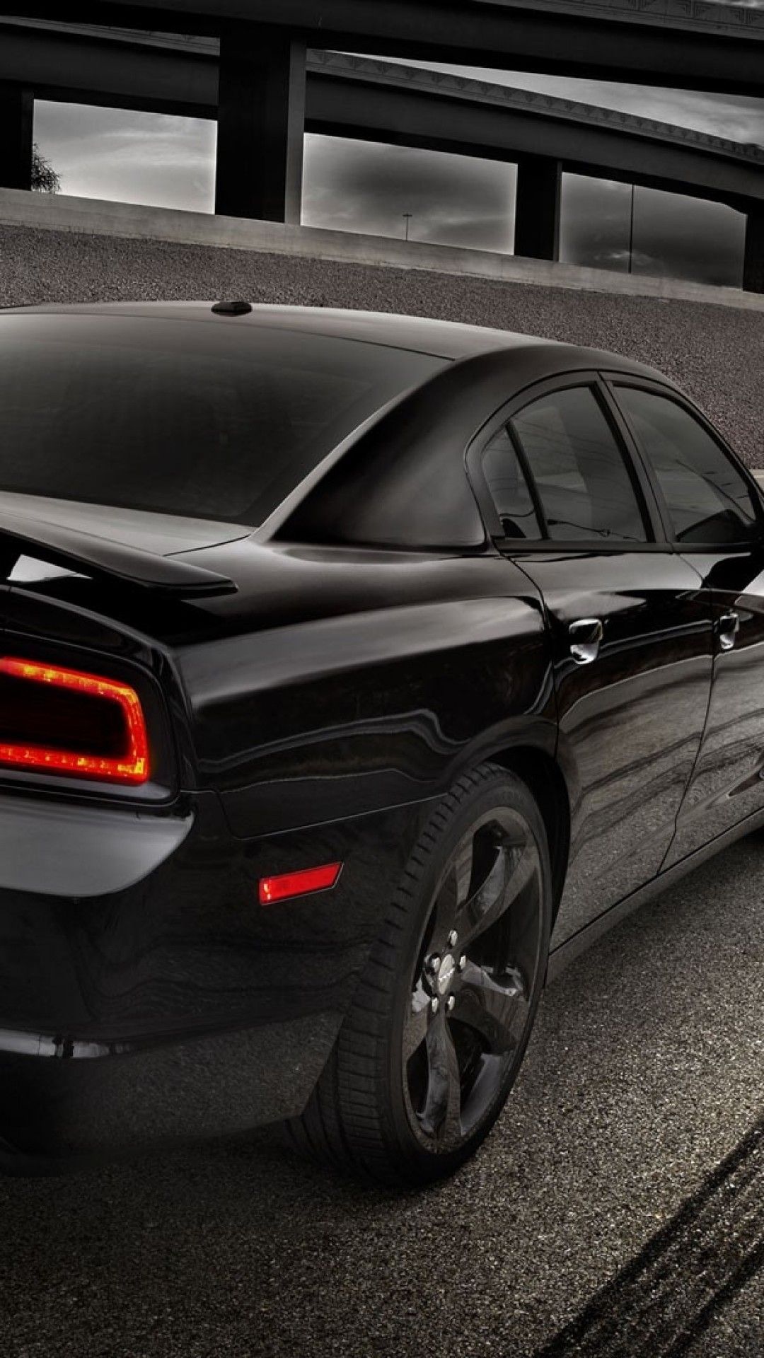 Download 1080x1920 Dodge Charger, Black, Back View, Road, Cars Wallpaper for iPhone iPhone 7 Plus, iPhone 6+, Sony Xperia Z, HTC One