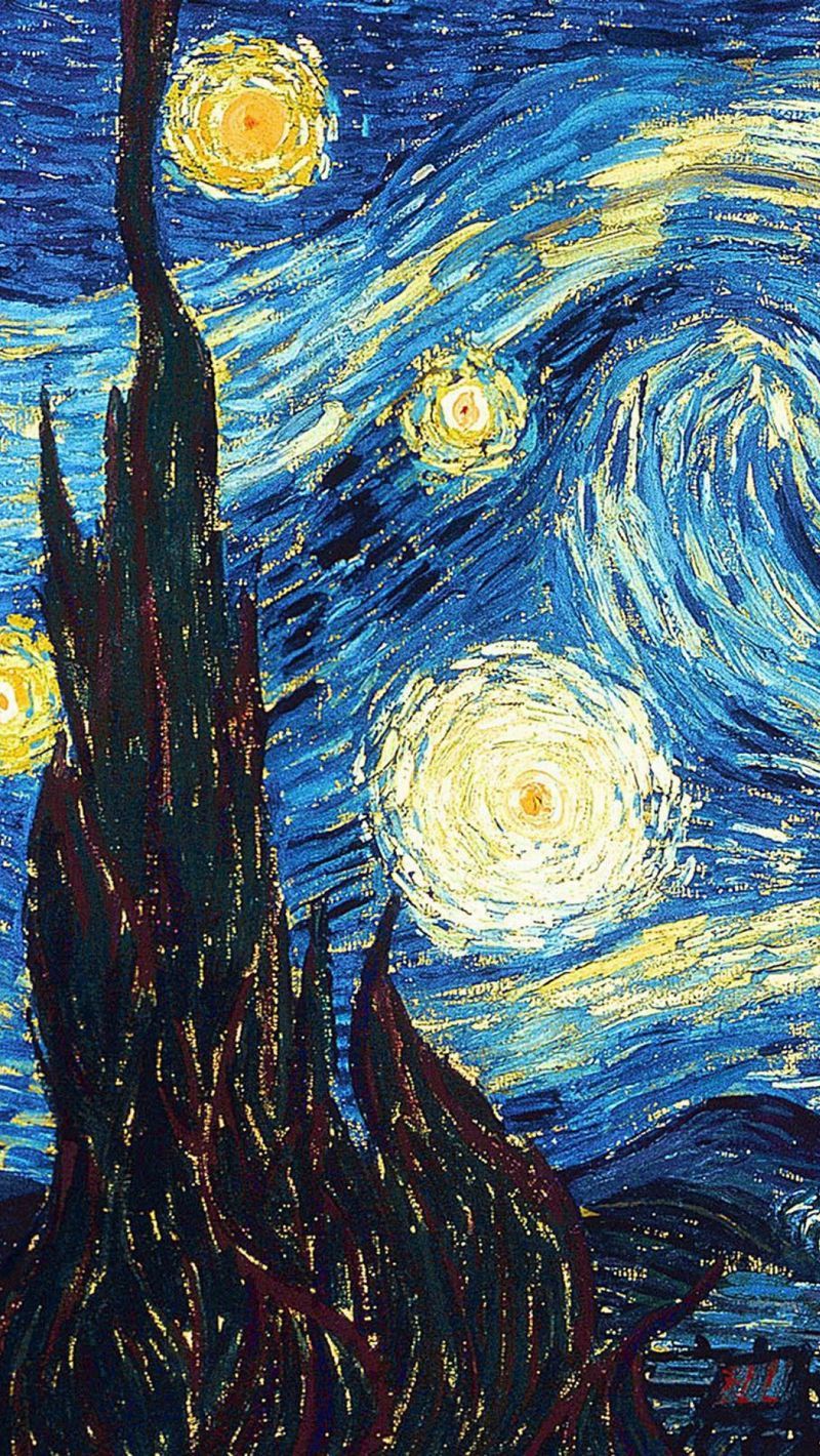 Download Wallpaper 800x1420 Vincent Van Gogh, The Starry Night, Oil, Canvas Iphone Se 5s 5c 5 For Parallax HD Background