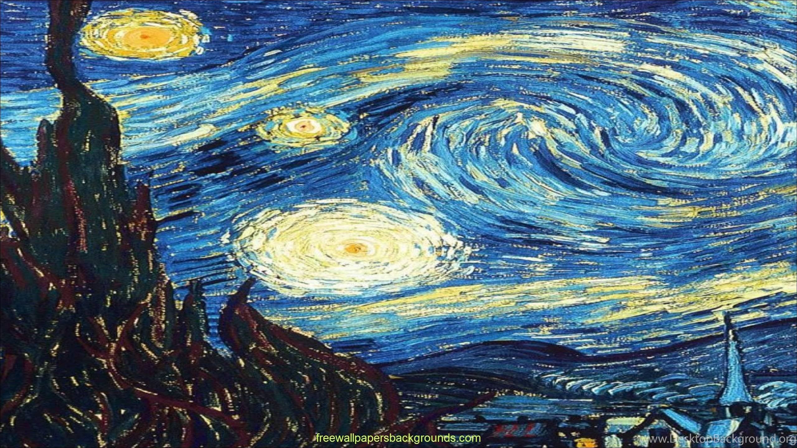 Wallpaper Van Gogh Starry Night Paintings iPhone HD Wallpaper