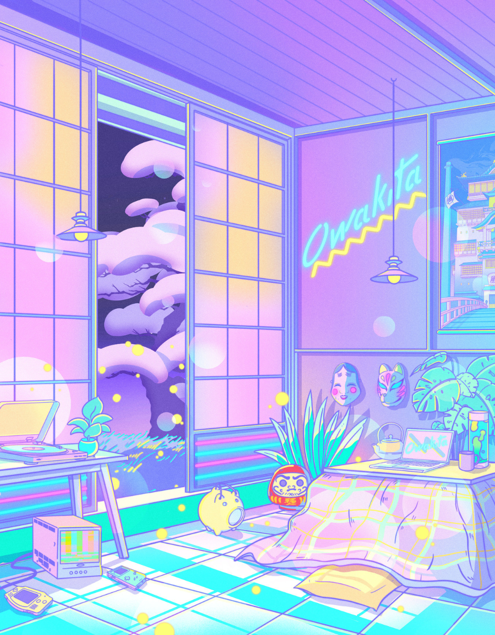 Anime Wallpaper HD: Anime Aesthetic Blue Room