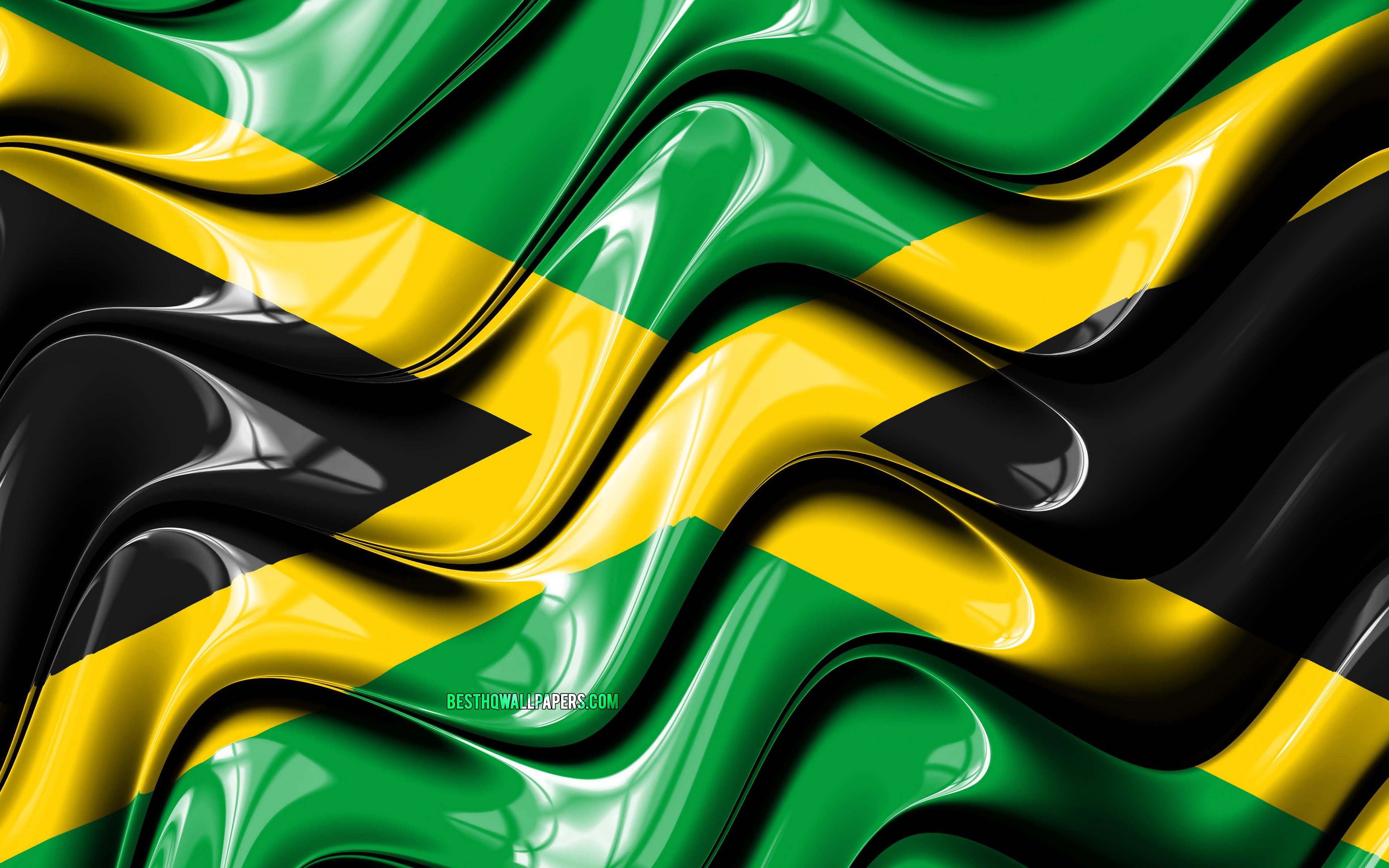 Download wallpaper Jamaican flag, 4k, North America, national symbols, Flag of Jamaica, 3D art, Jamaica, North American countries, Jamaica 3D flag for desktop with resolution 3840x2400. High Quality HD picture wallpaper