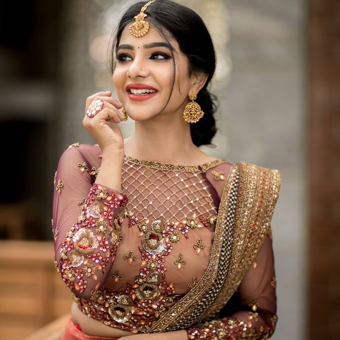 Pavithra Lakshmi in bridal half saree photo Indian Actress