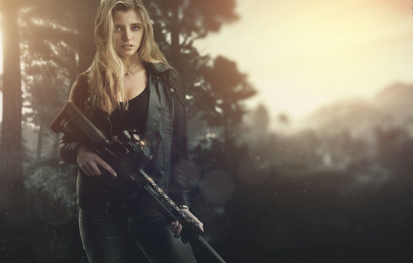 Wallpaper Girl, Girls, Wallpaper, Weapons, Art, weapons, Weapon, Assault rifle, HK417D, Girl with guns, Armed image for desktop, section девушки