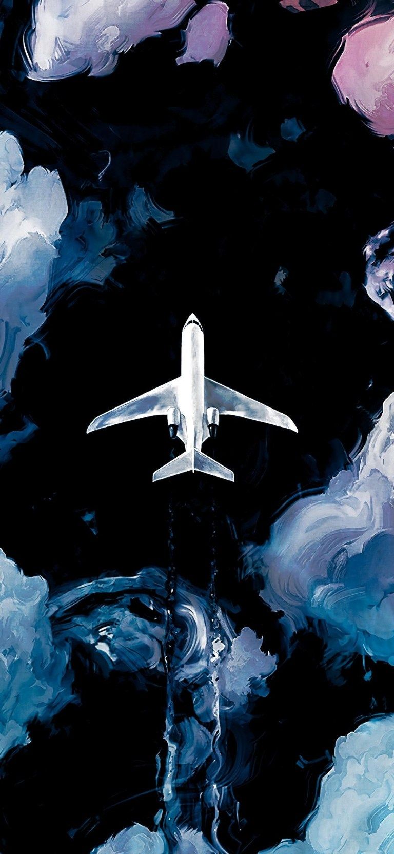 Night Flight Drawing Dark Wallpaper Download for Oppo Reno 4 ⋆ Traxzee