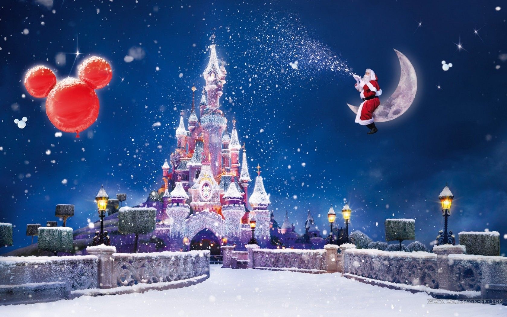 Wonderful magic Christmas night over the Disney Land Paris. Christmas holiday Wallpaper. Christma. Christmas wallpaper hd, Christmas backdrops, Christmas desktop