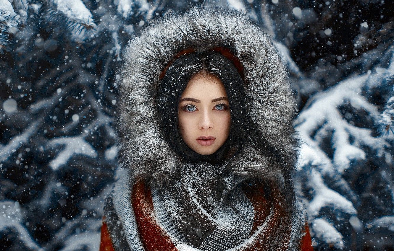 Wallpaper girl, snow, Andrey Metelkov image for desktop, section девушки